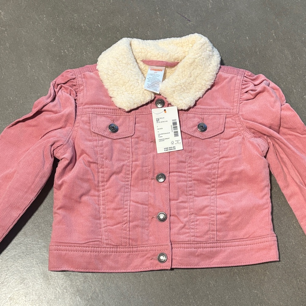 Gymboree Pink Jean Jacket with Cream Collar